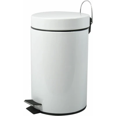 Afbeelding van MSV Prullenbak/pedaalemmer metaal wit 12 liter 25 x 40 cm Medium size Pedaalemmers
