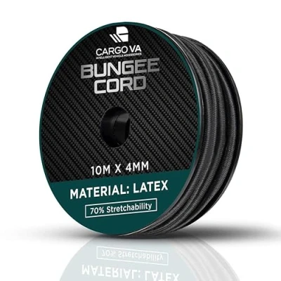 Afbeelding van CargoVA Rubber touw 4mm 10m zwart Expandeertouw 70% rek Weerbestendig spantouw voor aanhangwagens, luifels, dekzeilen etc.