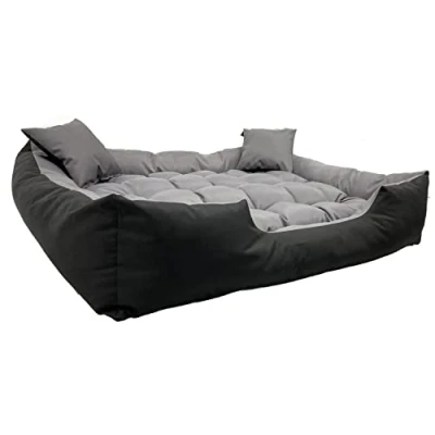 Afbeelding van Ecco Honden en kattenbed met kussen Binnenmaat: 80x60 / Buitenmaat: 100x75cm Grijs Zwart