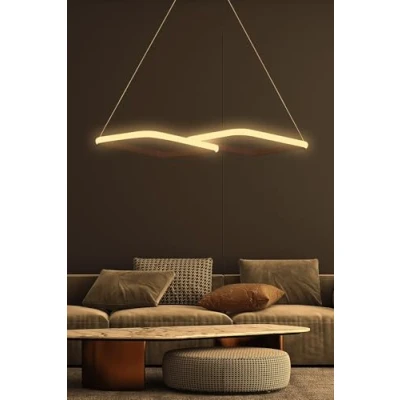 Afbeelding van Petoskey 2 luik hanglamp, zwart metaal en gele LED Menzzo