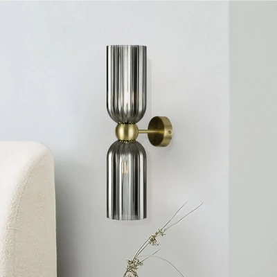 Afbeelding van Maytoni wandlamp Antic, 2 lamps, goud/grijs, glas