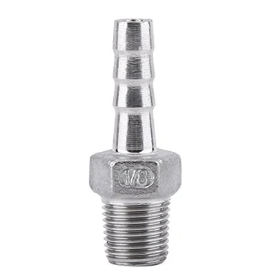 Afbeelding van SS304 Slangaansluiting, slangaansluitstuk, slangadapter, roestvrij staal, BSP stekker (1/8 x 6 mm)