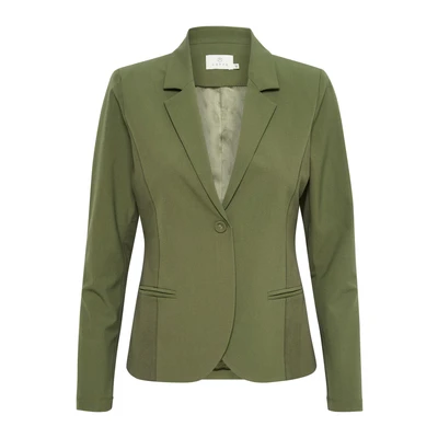 Afbeelding van Kaffe Damesblazer Single Breasted Notch Lapel Slim Fit Hip Lengte, Groen, 30 NL