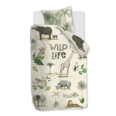 Afbeelding van Dekbedovertrek Beddinghouse x Hanneke de Jager Wild Life Sand Katoen 140 200 cm