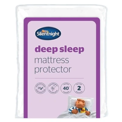Afbeelding van Silentnight diepe slaapmatrasbeschermer superzachte gewatteerde matrasbeschermer met extra hoeken, gemakkelijk aan te brengen, elastische banden, machinewasbaar en hypoallergeen, super