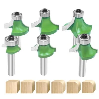Afbeelding van NICAVKIT 6 stuks 8 mm schacht afrondfrees, standaard ronde freesset, hardmetaal, bovenfrezen, bovenfrees, randfrees, radiusfrees voor houtbewerking