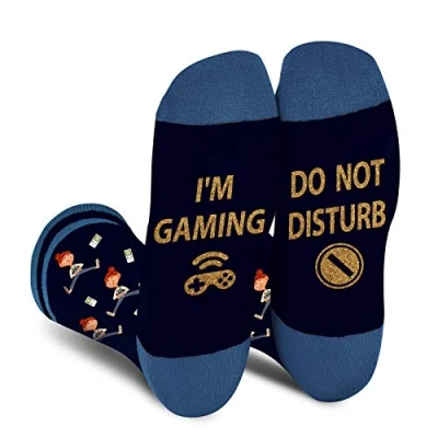 Afbeelding van AGRIMONY grappige sokken voor heren, jongens, Do Not Disturb, kleurrijke coole gekke sokken, cadeau, kerstcadeaus, C gaming bl, M L