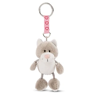 Afbeelding van NICI 47553,Sleutelhanger kat 7cm,grijs/wit