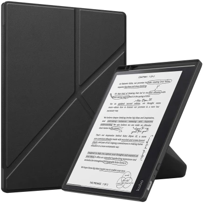 Afbeelding van Kobo Elipsa 2E Hoes: iMoshion Origami Bookcase E Reader Zwart Kunstleder Hoezen