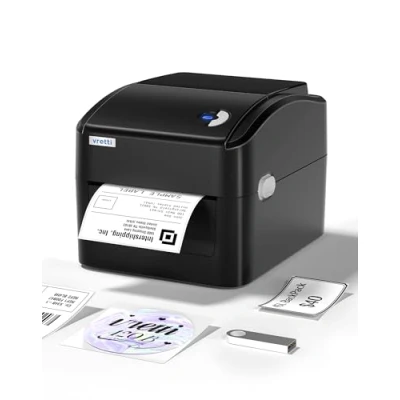 Afbeelding van vretti Thermische Printer, Verzendlabelprinter, labelprinter 4x6 voor verzendetiket, verzendlabel, compatibel met Windows, Mac OS en Linux systemen