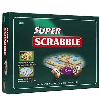 Afbeelding van Super Scrabble: twice as many tiles and a giant sized board, Classic Games, For 2 4 Players, Ages 10+