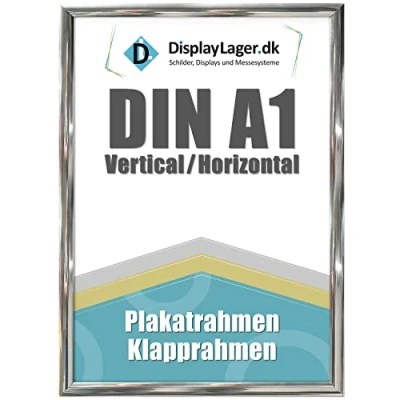 Afbeelding van DisplayLager A1 chroom klapframe met 25 mm aluminium profiel, spiegelende beschermschijf, bevestigingsmateriaal
