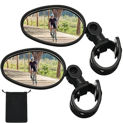 Afbeelding van 2 stuks fietsspiegel, 360 graden verstelbaar, zwenkbaar stuurspiegel, groothoek, fiets, achteraanzicht, spiegel, schokbestendig, acryl, convexe veilige achteruitkijkspiegel, small