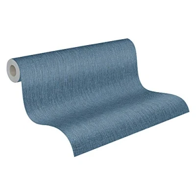 Afbeelding van Leen Bakker Livingwalls Behang Linnenstructuur Verd Blauw 53cm X 10,05 M AS Vinyl