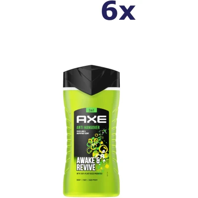 Afbeelding van 6er Pack Axe Douchegel &quot;Anti Hangover&quot; 3in1 Lichaam/Haar/Gezicht 250ml