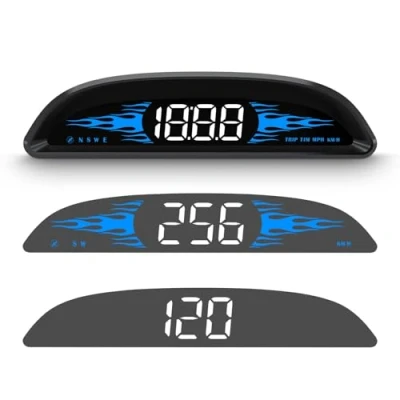 Afbeelding van AMROOLOO GPS snelheidsmeter auto, snelheidsmeter, herinnering aan snelheid en vermoeidheid rijherinnering, compatibel met alle auto&#039;s, head up display