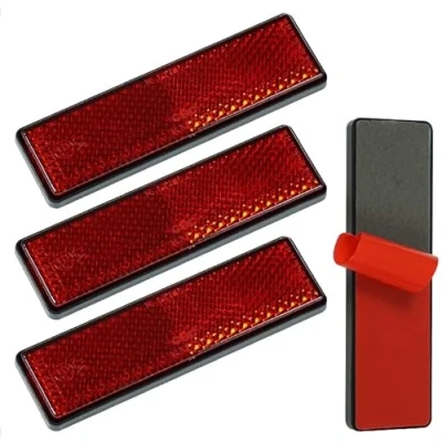Afbeelding van Reflectorschijven Moto E4 achter, rood, 94 x 27,5 9 mm, reflectorschijf, zelfklevend, Cat&#039;s Eye Scooter Quad met E goedkeuring