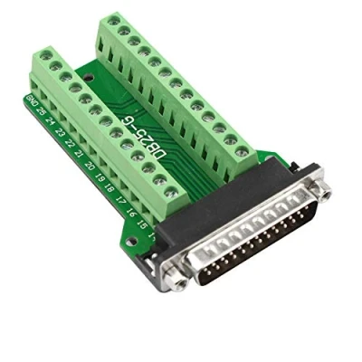 Afbeelding van Futheda D sub DB25 G2 mannelijke poort Breakout Board Connector 25 pins 2 rijige soldeerloze printplaat aansluitblok adapter met duimschroeven