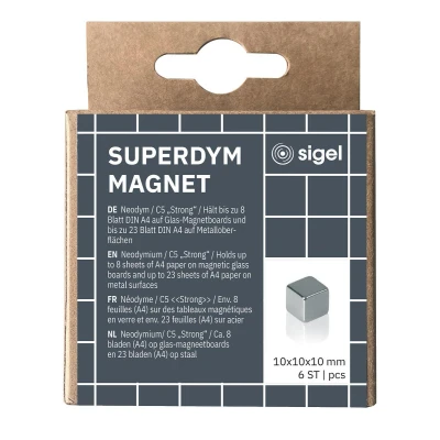 Afbeelding van Magneten Sigel voor glasbord set 5stuks zilverkleurig C5 sterk 11x11x1
