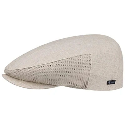 Afbeelding van Lipodo linnen Flatcap beige heren Pet met klep 60% katoen, 40% Made in Italy voor voorjaar/zomer meshinzetten Zomercap Cap meshvoering 61 cm