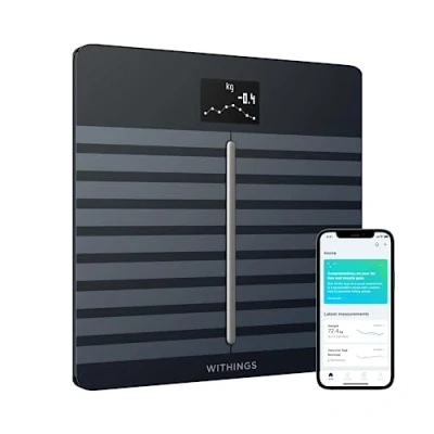 Afbeelding van Withings Body Cardio slimme wifi weegschaal met analyse van de lichaamssamenstelling, monitoring hartgezondheid, vasculaire leeftijd, BMI, vet , spier en botmassa, water% Zwart