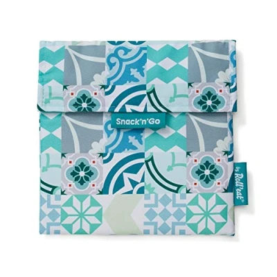 Afbeelding van Roll&#039;eat Broodzak Snack and Go Patchwork Herbruikbaar Groen 18x18cm
