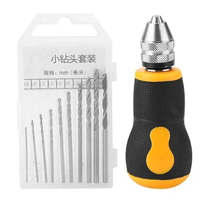 Afbeelding van Mini Hand Drill, Micro Portable Tool Set Small Drill &amp; 10 pcs Twist Bits 0.8 3.0mm