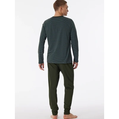 Afbeelding van katoenen Schiesser pyjama groen geprint 54