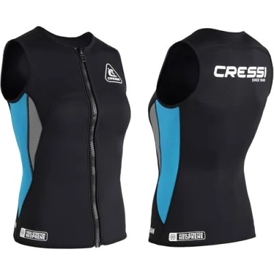 Afbeelding van CRESSI Guardian Lady Neopreen Rits Vest Zwart/Aquamarijn 2mm XL/5 Dubbel gevoerd met Ritssluiting, voor Zwemmen, Snorkelen en andere watersporten, Zwart/Aquamarijn, XL/5, Dames