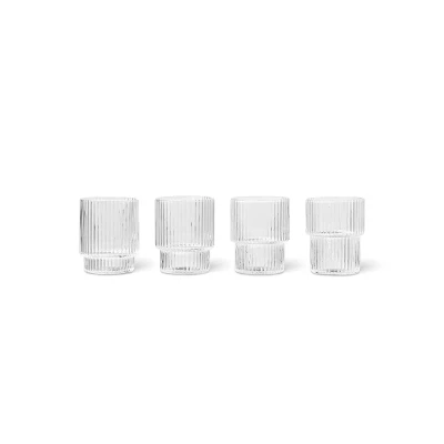 Afbeelding van Ferm Living Ripple Kleine Borrelglazen Set van 4 smoked grey