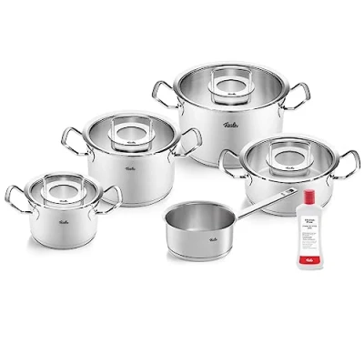 Afbeelding van Fissler Originele Profi Collection/roestvrijstalen kookpannenset, 5 delig, incl. glazen deksel + gratis roestvrijstalen verzorging inductie