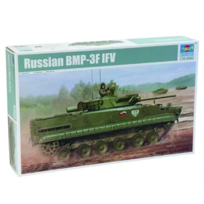 Afbeelding van the 1:35 Model kit of a BMP 3F IFV. Plastic Glue not included Dimension 203 *95 mm 760 Parts manufacturer is Trumpeter.This only online available.