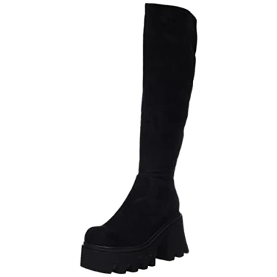 Afbeelding van LAMODA Ready Chunky Platform Knee High Boots, EU 38, Black Suède., 38