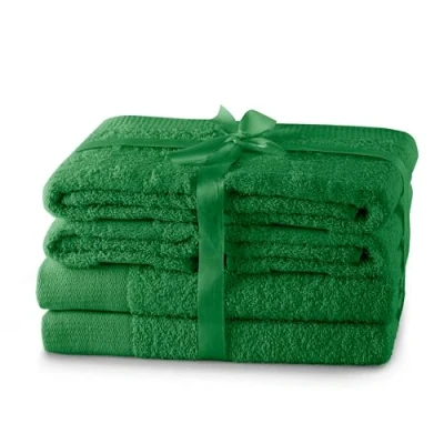 Afbeelding van AmeliaHome Handdoekenset groen 4 handdoeken 50x100 cm en 2 douchehanddoeken 70x140 100% katoen kwaliteit absorberend Amari