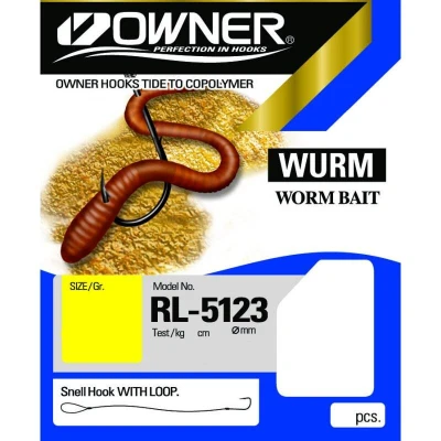 Afbeelding van Owner Wurmhaken RL5123 onderlijnen #6 7 stuks 0.30mm (8.2kg) (65cm) Forel