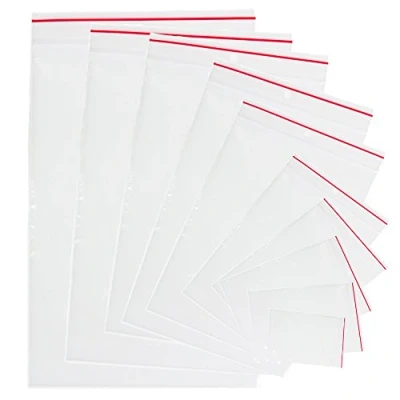 Afbeelding van 100 stuks plastic zakken met drukknoopsluiting, transparant, hersluitbaar, van kunststof polyethyleen, 23 x 32 cm