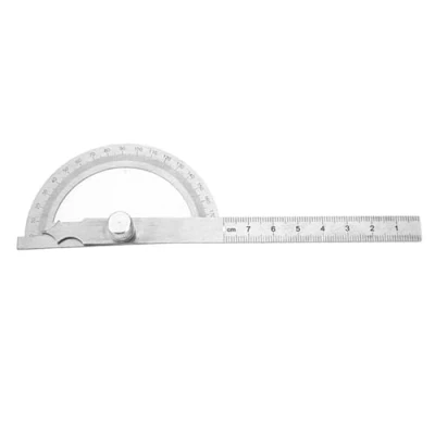 Afbeelding van 0 180 graden roestvrijstalen gradenboog, goniometer, hoekzoeker, meetinstrument met 15 cm liniaal (80 x 120 mm)