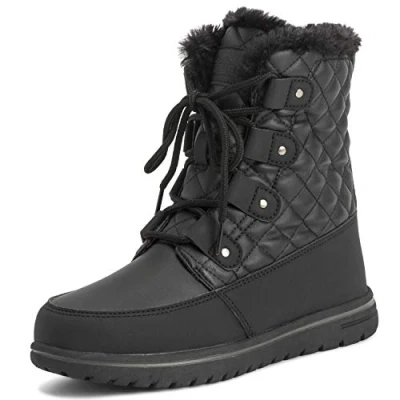 Afbeelding van Dames gewatteerde korte sneeuw Winter namaakbont warme duurzame waterdichte laarzen 9 BLK42 AYC0523