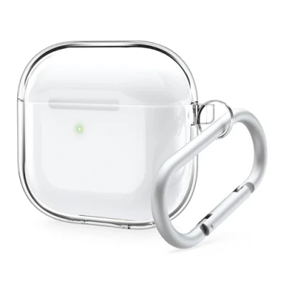 Afbeelding van elago Transparant Hoesje Compatibel met AirPods 4 Karabijnhaak Inclusief, Verminderde Geelverkleuring, Draadloos Opladen, Schokbestendig