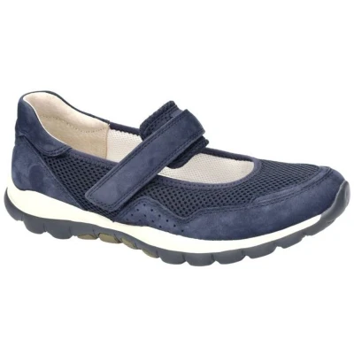 Afbeelding van Gabor Rollingsoft Ballerina&#039;s met enkelbandjes, Dames, Maat: 41, Blue Leer en textiel
