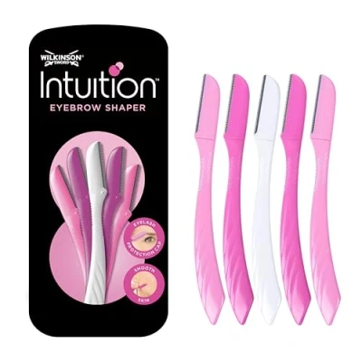 Afbeelding van WILKINSON SWORD Intuïtion wenkbrauwshaper, trimt en verwijdert gezichtshaar, dermaplaning gereedschap, 5 delige set wegwerpscheerapparaten