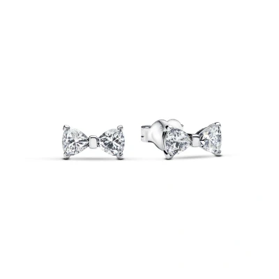 Afbeelding van Pandora 293542C01 Sparkling Small Bow Oorstekers inStock horloge TransparantZilverkleur