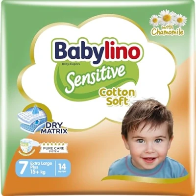 Afbeelding van Babylino Sensitive luiers maat 7, Extra Large Plus (15 + kg), 14 Stuk