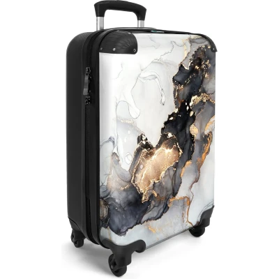 Afbeelding van NoBoringSuitcases.com® Reiskoffer wit Koffer trolley 55x35x25
