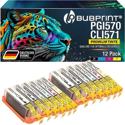 Afbeelding van Bubprint 12 cartridges, compatibel als vervanging voor Canon PGI 570 CLI 571 XL Pixma MG7700 MG7750 MG7751 MG7752 MG7753 TS8000 TS8020 TS8040 TS8050 TS8051 TS8052 TS80552 TS80555 3 TS90.