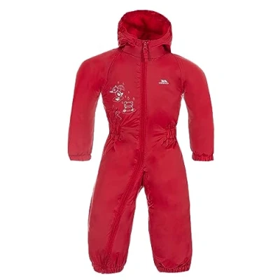 Afbeelding van Trespass DRIPDROP Regenpak voor kinderen, waterdicht, met capuchon, rood (signaalrood), 12 18 maanden