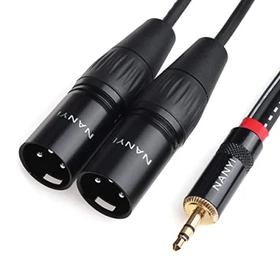 Afbeelding van NANYI XLR naar 3,5 mm splitterkabels, TRS Stereo Mannelijk twee Mannelijke Interconnect Audio Microfoon Kabel, Y Splitter Adapterkabel (0,5 meter/1,6 voet)