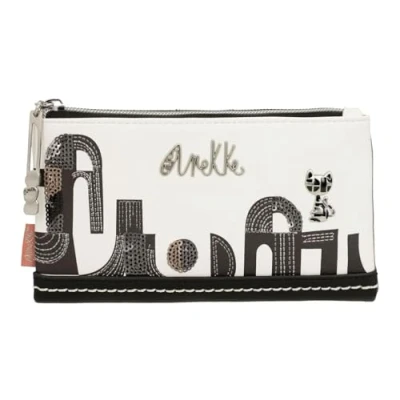 Afbeelding van Anekke Portemonnee Peace &amp; Love Nature Sixties RFID Wallet Black White Veelkleurig