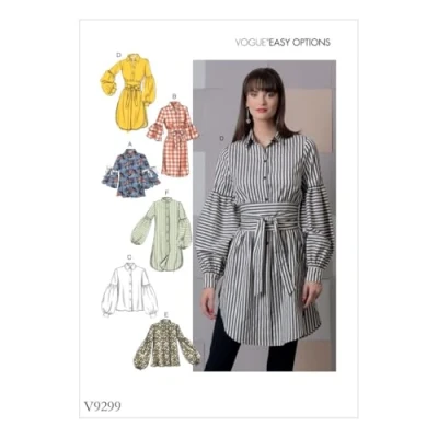 Afbeelding van Vogue Patterns 9299E5 9299 E5 dames bovendeel en riem, Tissue, meerkleurig, 15 x 0,5 22 cm