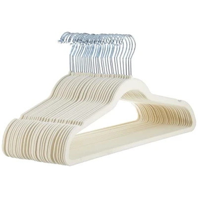Afbeelding van Amazon Basics Smalle en antislip kleerhangers voor overhemden/kostuum/kostuum, ivoorkleurig, verpakking van 30 stuks
